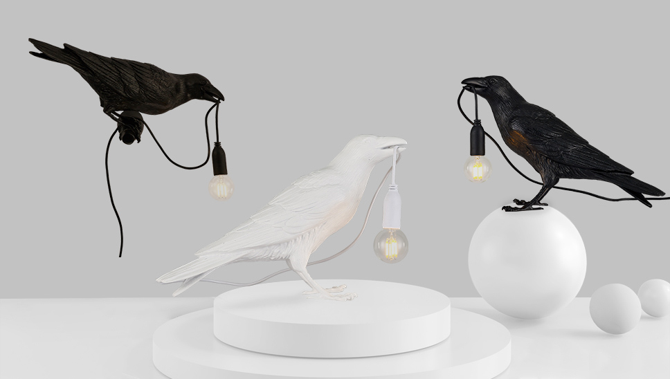 Creatieve Raven Sculpture LED-Vogellampen